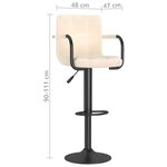 vidaXL Tabourets de bar lot de 2 crème tissu