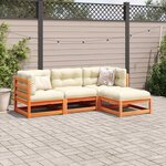 vidaXL Salon de jardin 4 Pièces avec coussins cire marron bois pin massif