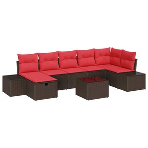 vidaXL Ensemble de canapé de jardin 8 Pièces Marron polyrotin
