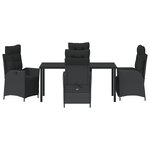 vidaXL Ensemble de salle à manger de jardin de 5 pièces en rattan poly noir