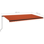 vidaXL Auvent manuel rétractable avec LED 600x350 cm Orange et marron