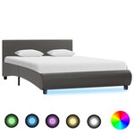 vidaXL Cadre de lit avec LED Gris Similicuir 140 x 200 cm