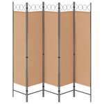 vidaXL Paravent 5 panneaux Beige 200 x 180 cm Tissu