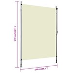 vidaXL Store roulant d'extérieur 150 x 270 cm Crème