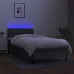 vidaXL Sommier à lattes de lit avec matelas et LED Gris foncé 90x200cm