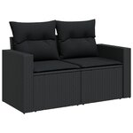 Ensemble de canapé de jardin de 13 pièces avec coussins noir en poly rotin