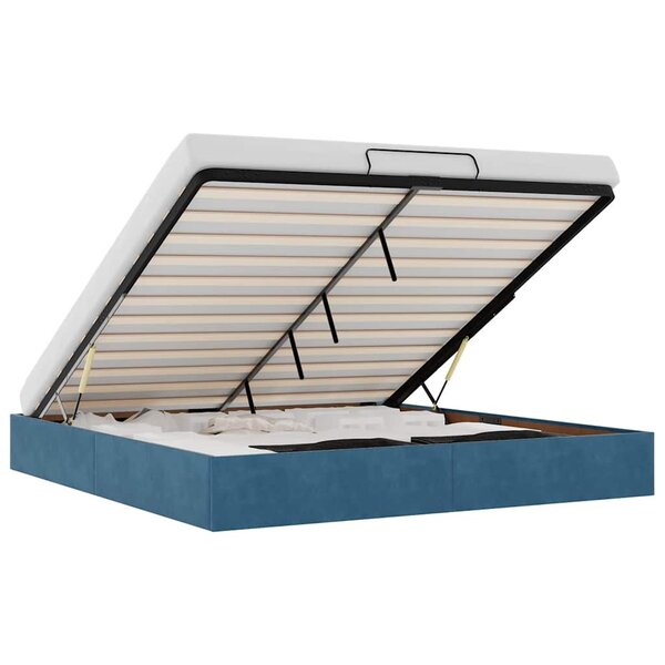 vidaXL Cadre de lit ottoman sans matelas bleu foncé 200x200 cm velours