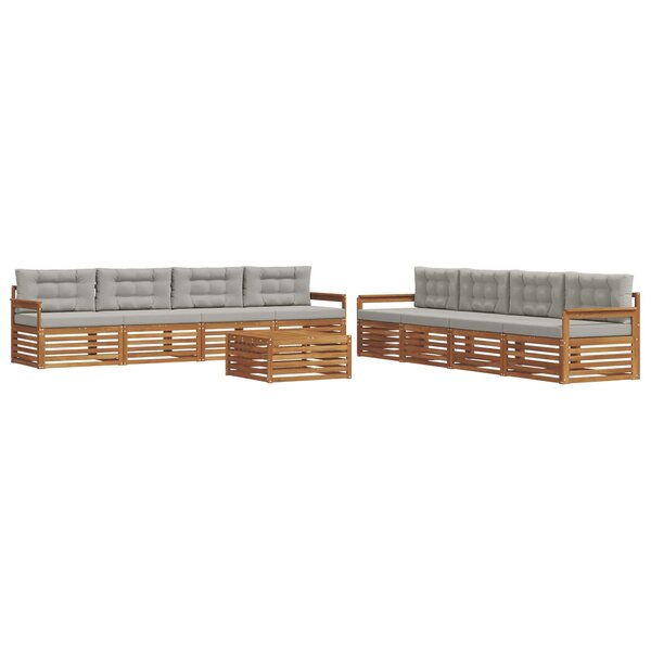 vidaXL Ensemble de canapés d'extérieur 9 Pièces Gris Naturel et Clair