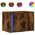vidaXL Tables de chevet murales avec lumières LED 2 Pièces chêne fumé