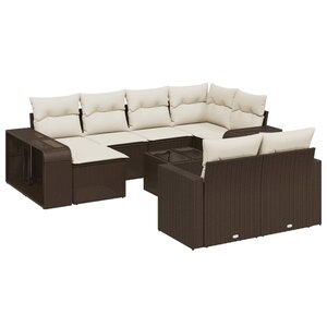 vidaXL Salon de jardin et coussins 11 Pièces marron résine tressée