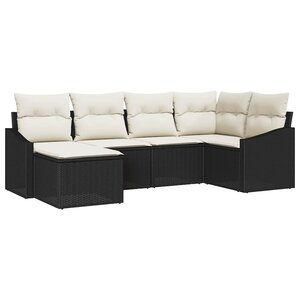 vidaXL Ensemble de canapé de jardin 6 Pièces Noir Poly rotin