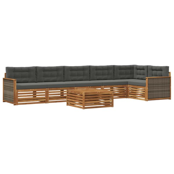 vidaXL Ensemble de canapés d'extérieur 7 Pièces Naturel et Anthracite