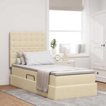 vidaXL Lit avec rangement et LED avec LED Crème 100 x 200 cm Polyester