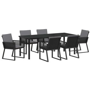 vidaXL Ensemble de salle à manger pour jardin 7 pc Noir