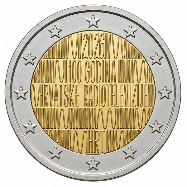2 euros commémorative Croatie 2026 - Radio et Télévision.