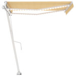 vidaXL Auvent automatique capteur de vent/LED 350x250cm Jaune et blanc