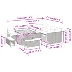Ensemble de sofa de jardin de 12 pièces avec coussins beige poly rotin acacia