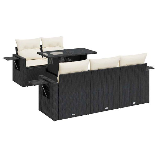 vidaXL Salon de jardin 6 Pièces avec coussins noir résine tressée