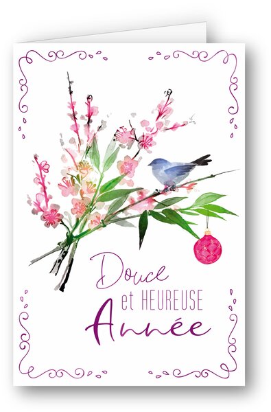 Carte douce et heureuse année + enveloppe