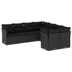 vidaXL Salon de jardin 8 Pièces avec coussins noir résine tressée