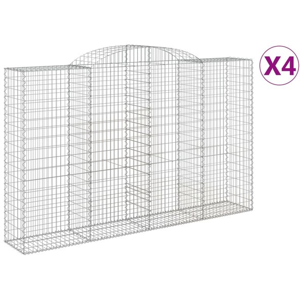 vidaXL Paniers à gabions arqués 4 Pièces 300x50x180/200 cm fer galvanisé