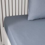 Drap housse 160 x 200 cm Grand Bonnet 30 cm uni Denim