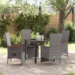 vidaXL Ensemble de salle à manger de jardin 5 pièces avec coussins Gris Rattan Poly