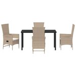 vidaXL Ensemble de salle à manger pour jardin 5 Pièces Beige polyrotin