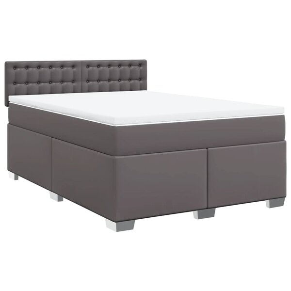 vidaXL Sommier à lattes de lit avec matelas Gris 160x200 cm Similicuir