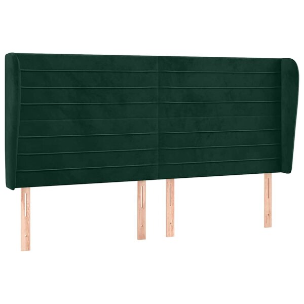 vidaXL Tête de lit avec oreilles Vert foncé 163x23x118/128 cm Velours