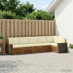 vidaXL Ensemble de canapé d'angle avec coussin 6 Pièces Naturel et Crème