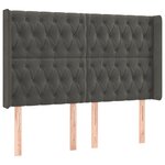 vidaXL Tête de lit avec oreilles Gris foncé 163x16x118/128 cm Velours
