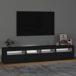 vidaXL Meuble TV avec lumières LED Noir 210x35x40 cm