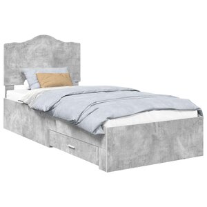 vidaXL Cadre de lit Gris béton 90 x 190 cm Bois d'ingénierie