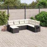 vidaXL Salon de jardin 7 Pièces avec coussins noir résine tressée