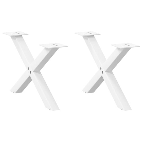 vidaXL Pieds de table basse en forme de X 2 pièces blanc 60 x (30-31) cm acier