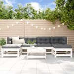 vidaXL Salon de jardin 7 Pièces avec coussins blanc bois massif