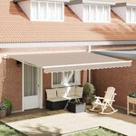 vidaXL Auvent Beige 4 5 × 3 5 m Polyester et métal