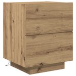Table de chevet vidaXL avec lumières LED Chêne artisan 45x40x55 cm