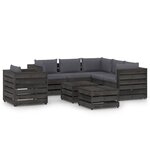 vidaXL Salon de jardin 8 Pièces avec coussins Bois imprégné de gris