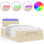 vidaXL Lit ottoman avec matelas et LED crème 120x190 cm tissu