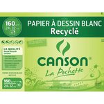 Pochette de 10 feuilles de papier dessin recyclé 160g 24x32 cm Blanc CANSON