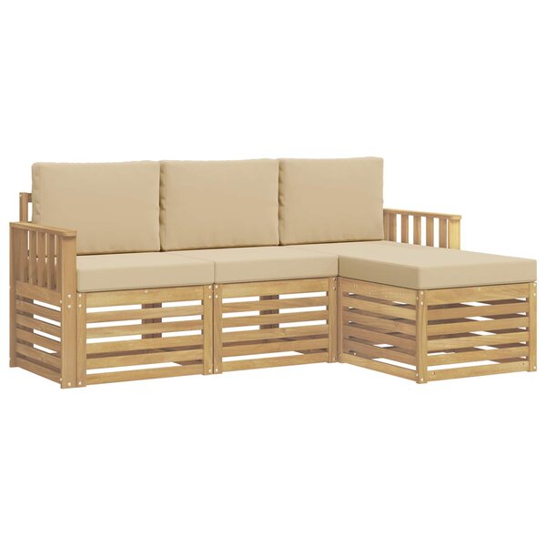 vidaXL Ensemble de canapés d'extérieur 4 pc Blanc et Beige Polyester