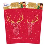 Lot de 12 menus de noël traditionnels renne