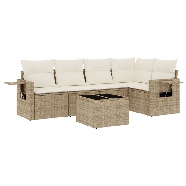 vidaXL Salon de jardin avec coussins 6 Pièces beige résine tressée