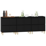 vidaXL Buffets 3 Pièces noir 60x35x70 cm bois d'ingénierie