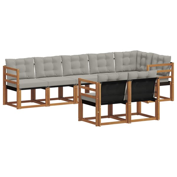 vidaXL Ensemble de canapés d'extérieur 8 pc Gris Naturel et Clair