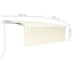 vidaXL Auvent automatique rétractable avec store 4x3 m Crème
