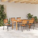 vidaXL Ensemble de salle à manger pour jardin 7 Pièces Noir
