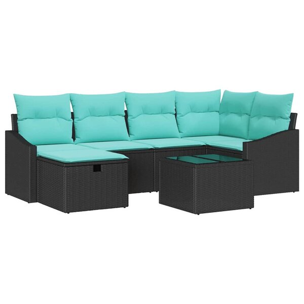vidaXL Ensemble de Canapés avec coussin avec stockage Noir polyrotin